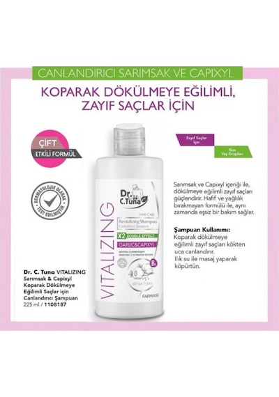 Farmasi Dr. C.Tuna Vitalizing Sarımsaklı Şampuan 3 x 225 ML