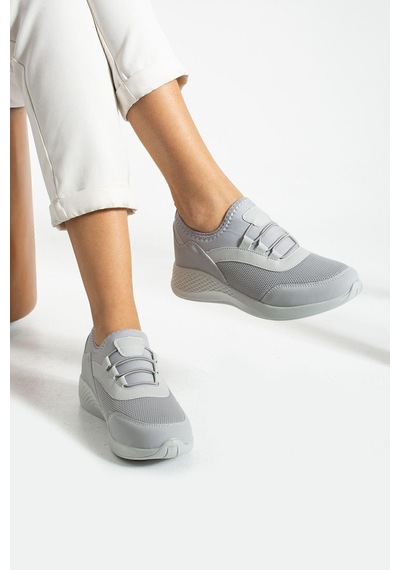 Buz - Gri Anatomik Esnek Taban Slip-on Spor Ayakkabı Günlük Sneaker Buz - Gri