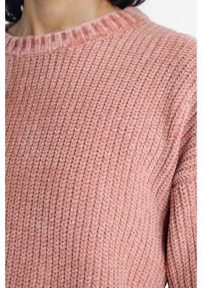 Defacto Regular Fit Bisiklet Yaka Şönil Kazak C6227ax25cwpn450 Pembe-pn450