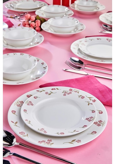 Rosette 24 Parça Porselen Yemek Takımı, Pembe, Ckr4797 Diğer