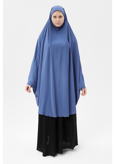 Altobeh Kadın Tesettür Medine İpeği Çarşaf Üstü Peçeli Sufle Hijab Koyu Kot