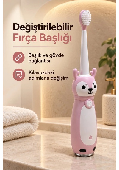 Ers Çocuk Diş Fırçası Pembe Gövdeli Açma Kapama Düğmeli