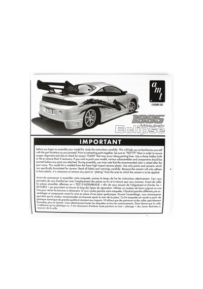 Amt 1089m 1/25 1995 Mitsubishi Eclipse, Demonte Plastik Araba Maketi