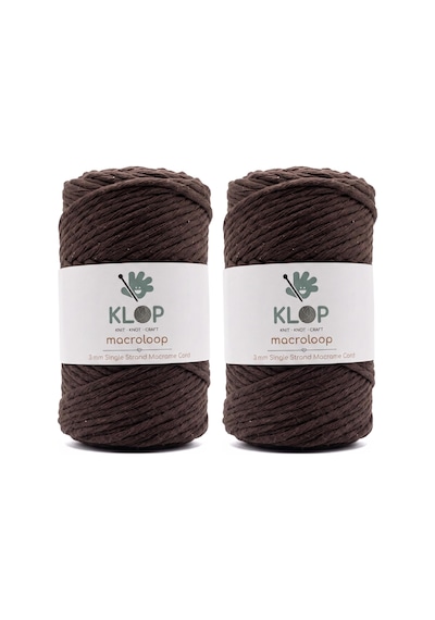 Taranabilir Makrome İpi 3 Mm Pamuk Tek Büküm 2'li Set 170 M 500 Gr Örgü Ve Hobi İpi Acı Kahve Diğer