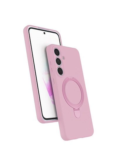 Maks Technology Samsung Uyumlu Galaxy S25 Fe Kılıf M-safe Şarj Özellikli Standlı Mkst Samara Kapak - Pembe
