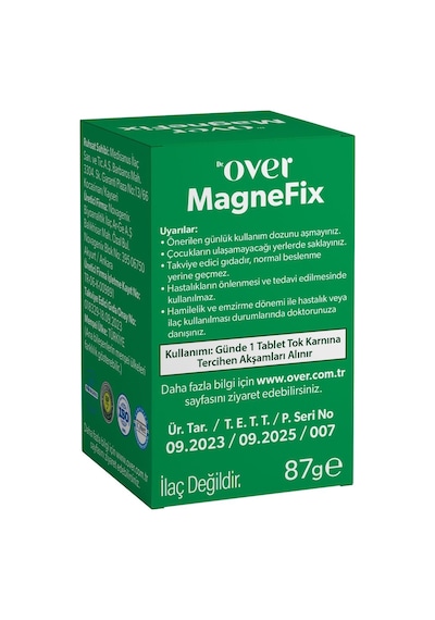 Dr. Over Magnefix Magnezyum Vitamin C, D3 ve B6 İçeren İçeren Gıda Takviyesi 60 Tablet