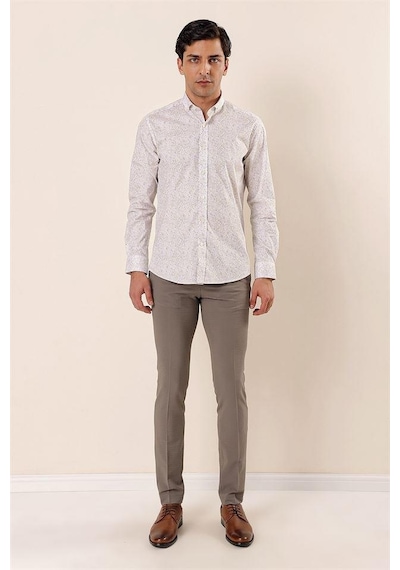 İmza Sarı Uzun Kollu Baskılı Cepsiz Pamuklu Likralı Casual Slim Fit Dar Kesim Gömlek 1004230136-sarı Sarı İmza Sarı Uzun Kollu Baskılı Cepsiz Pamuklu Likralı Casual Slim Fit Dar Kesim Gömlek 1004230136-sarı Sarı