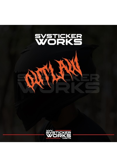Outlaw Yazılı Kask Sticker Tüm Kasklar Uyumlu Tek Yön 1 Adet Turuncu