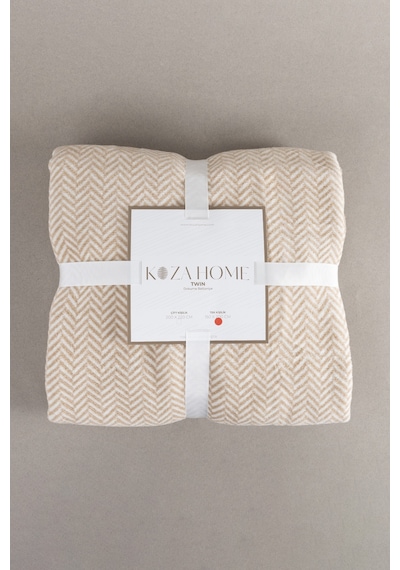 Twin Battaniye Soft Pamuklu Tek Kişilik Battaniye Kahve Krem 150 Kahve Krem