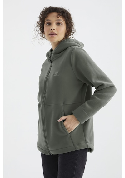 Tommy Life Çağla Kapüşonlu Fermuarlı Rahat Form Kadın Polar Sweatshirt - 97233 Çağla