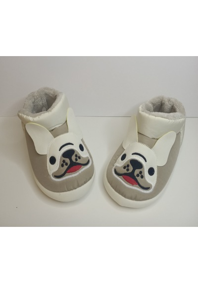 Huzurlu Adımlar Kulaklı Köpek Peluş Panduf Vizon Beyaz