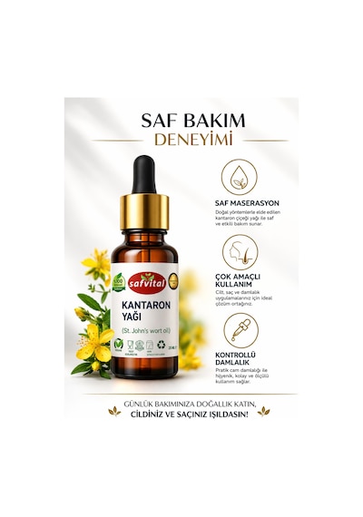 Safvital Kantaron Yağı 20 Ml Maserasyon Saf Bitkisel Nemlendirici Yağ Doğal Cilt Bakımı Ve Besleyici Yağ