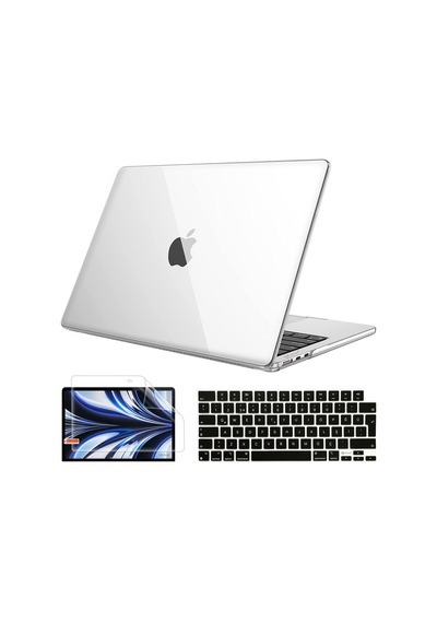 NovStrap Apple Uyumlu MacBook Air 13.6 inç 2022 M2 Çip A2681 Kılıf Parlak-Siyah Klavye Kılıfı-Film