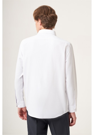 İmza Beyaz Sert Yaka Oxford Comfort Fit Pamuklu Gömlek 1004265285
