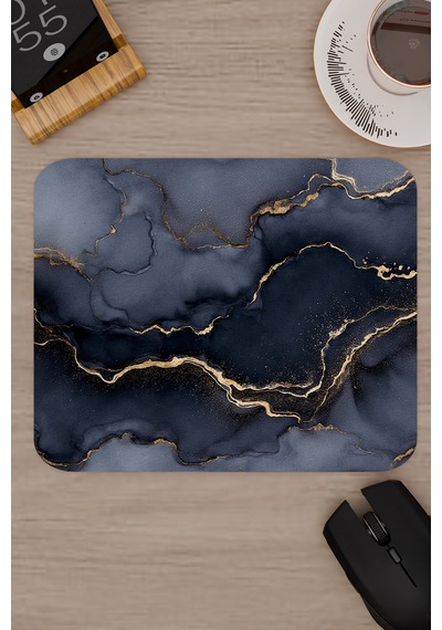Siyah Mermer Kaymaz Dikişli Kauçuk Oyuncu Mousepad V2 - 22x18 Gaming Mouse Pad Fare Altlığı