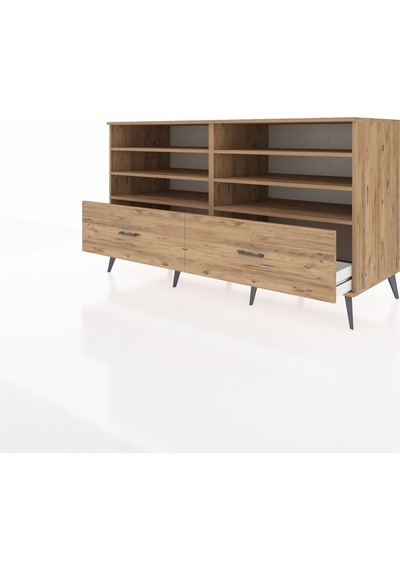 Kronos Konsol 6 Raflı 2 Çekmeceli 176x59x99 Çam-çam Çam-çam