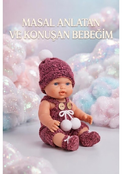 Konuşan Ve Masal Anlatan Eğitici Yumuşak Dokulu Kostümlü 36 Cm Kafası Et Oyuncak Bebek