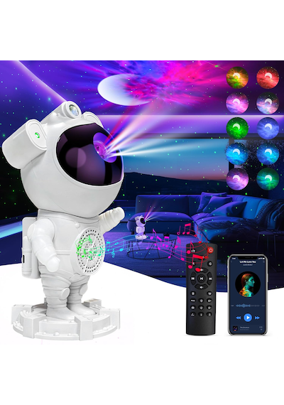 Astronot Galaxy Projeksiyon Gece Lambası Beyaz