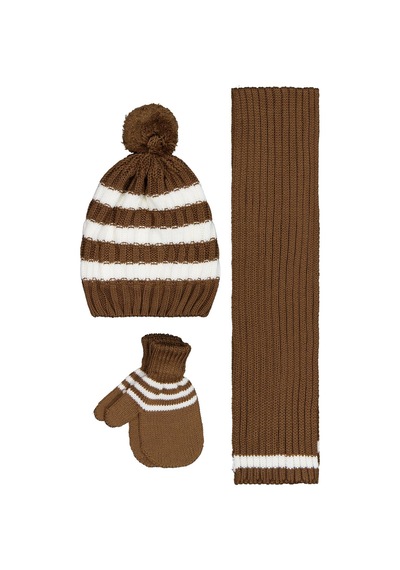 Civil Baby 6-18 Ay Atkı Bere Eldiven Set - Kahverengi Kahverengi