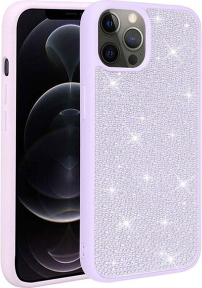 Apple Uyumlu iPhone 12 Pro Max Kılıf Parlak Taşlı Tasarım Zore Ston Kapak Lila