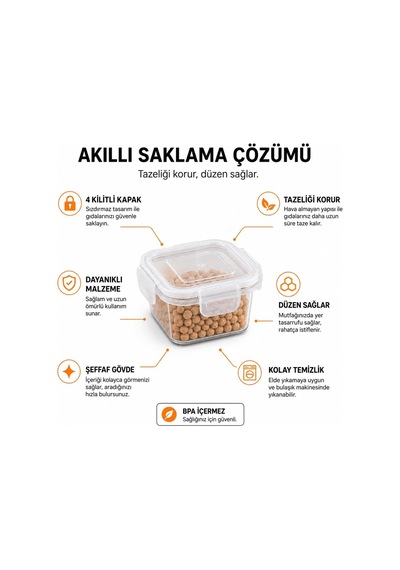 260 Ml Sızdırmaz Şeffaf Contalı Kilitli Saklama Kabı, Pp Plastik Gıda Saklama Kutusu, Kapaklı Buzdolabı Düzenleyici, Mutfak Ve Erzak Kabı, İstiflenebilir Çok Amaçlı Organizer Asorti Renk Çok Renkli