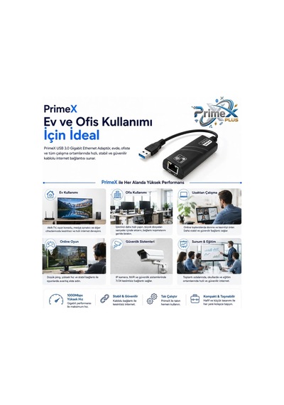 Primex Px-2035 Usb 3.0 Gigabit Ethernet Adaptör, 1000mbps Usb To Rj45 Lan Dönüştürücü, Usb Network Çevirici, Pc Notebook İçin Kablolu İnternet Adaptör Primex Px-2035 Usb 3.0 Gigabit Ethernet Adaptör, 1000mbps Usb To Rj45 Lan Dönüştürücü, Usb Network Çevirici, Pc Notebook İçin Kablolu İnternet Adaptör