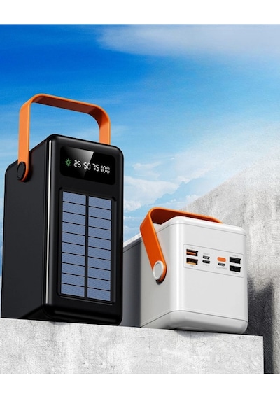 80.000 Mah Solar Powerbank Güneş Enerjili Taşınabilir Şarj Cihazı Hızlı Şarj & Çoklu Çıkış Siyah