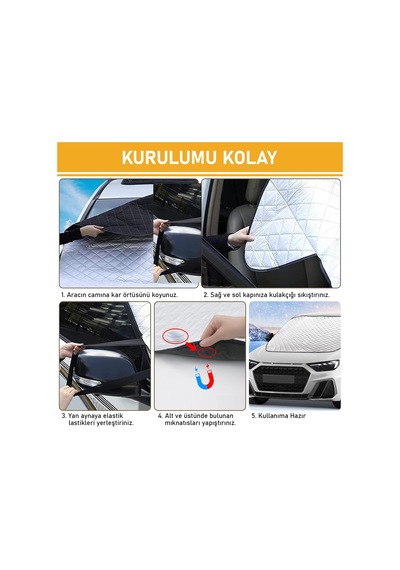 Haegs Araba Ön Cam Koruma Örtüsü, Termal Araç Güneşlik, Oto Buzlanma Önleyici, Cam Kar Örtüsü, Ağır Hizmet Oto Kar Örtüsü Otomobil, Suv, Pickup Ön Cam Koruması Araba Brandası - 155-125 Cm -gri