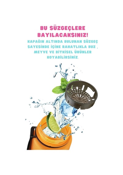 Uzspace 1000ml Büyük Boy Yeni Koleksiyon Silikon Gövde Tritan Su Matarası Pembe