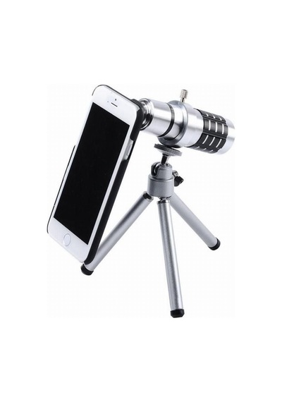 Iphone 5 5s - Iphone 4 4s Için Alüminyum 14x Optik Zoom Yakından Görüntü Çekme Dürbün Siyah