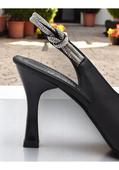 Ispartalılar 6509 9cm Kadın Topuklu Ayakkabı Stiletto Abiye Düğün Nişan Ayakkabısı Siyah