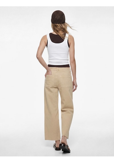Koton Normal Bel Rahat Kalıp Kesik Paça Jean Pantolon - Culoette Jean Bej 6sal40004mw Ekru