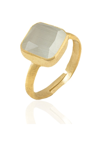 Kadir Jewellery 22 Ayar Altın Kaplama Zirkon Taşlı Kadın Minimal Yüzük Gri 21699790