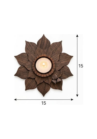 3 Katlı Ahşap Lotus Mumluk