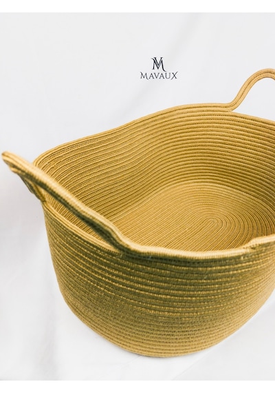 Mavaux Dekoratif Jüt Saplı Hasır Sepet Bej 20x30x50 Cm, Ipli Oyuncak Sepeti, Doğal Ipli Havlu Sepeti Jüt