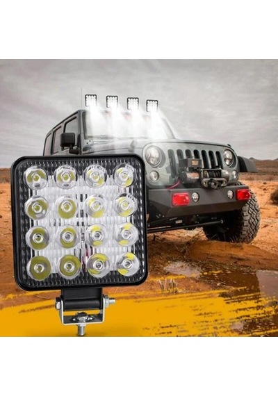 Off Road Kare Led Çalışma Lambası 16 Ledli 12-24v / 48w Uyumlu