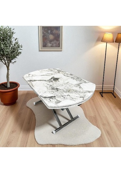 Oval Yan Baştan Açılır Akıllı Masa Üst Tabla Mdf Yüksekliği Ayarlanabilir Pratik Krom Kaplama Beyaz Mermer Oval Yan Baştan Açılır Akıllı Masa Üst Tabla Mdf Yüksekliği Ayarlanabilir Pratik Krom Kaplama Beyaz Mermer