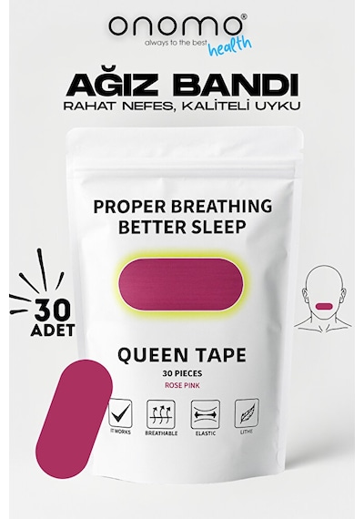 Health Ağız Bandı Pembe 30 Adet, Horlama Önleyici Ağız Kapama Hipoalerjenik Uyku Bandı