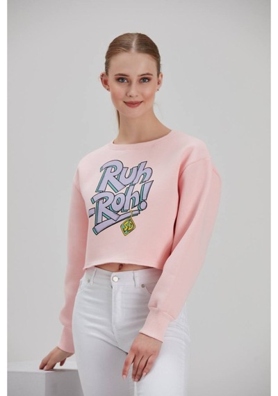 Meecy Kadın Pembe Baskılı Sweatshirt Pembe Pembe