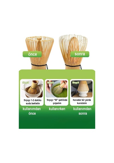 4lü Matcha Set Kase Kaşık Whisk Tutucu Bambu Whisk Çırpıcı Ve Bambu Kaşık Mt248 Yeşil