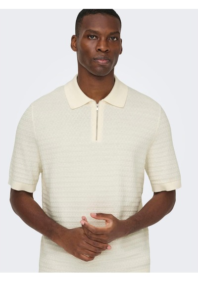 Only & Sons Manu Strcuture Erkek Krem Polo Tişört 22038171-ert