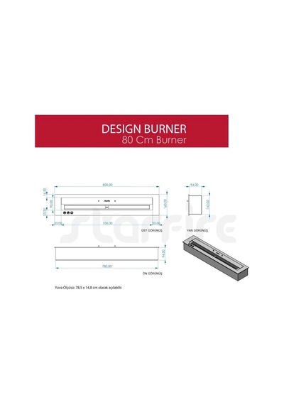 Copart 80 Cm Design Burner Bacasız Şömine