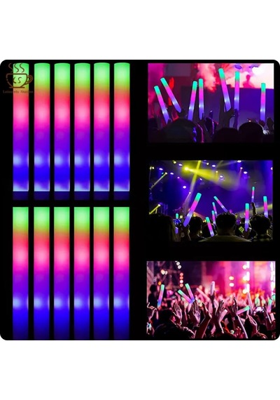 Led Köpük Işık Çubuğu 10 Adet 40 Cm Rgb Işıklı Eğlence Çubuğu Seti 3+ Yaş