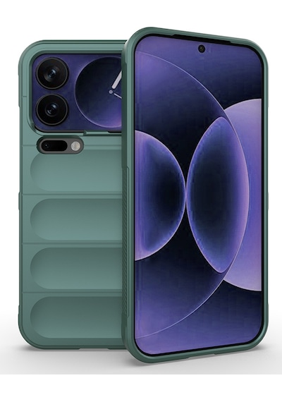 Maks Technology Mi 17 Pro Max Kılıf Esnek Tpu Oyuklu Arka Yüzey Tasarımlı Mkst Etnik Silikon Kapak - Koyu Yeşil