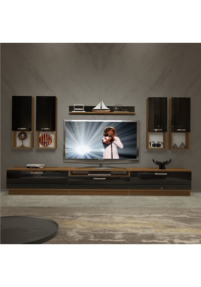 Decoraktiv Trendstyle 8da Mdf Tv Ünitesi Tv Sehpası - Ceviz Siyah Ceviz - Siyah