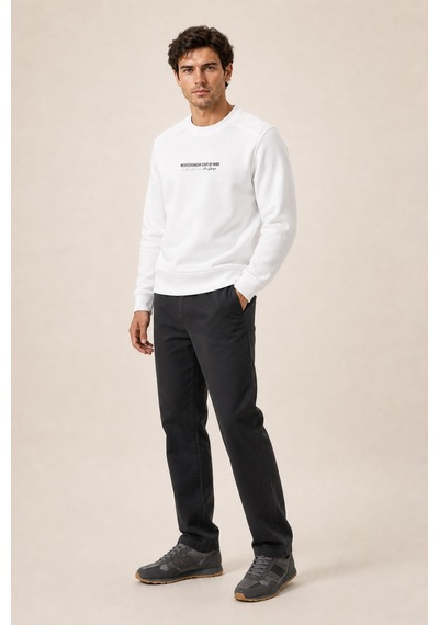 Redline Takes Bisiklet Yaka Kışlık Regular Fit Sweatshirt Beyaz
