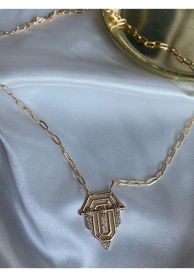 Pinery Jewels Zirkon Taşlı Altın Kaplama Zincir Altın