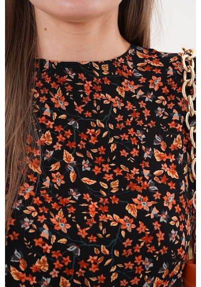 Polologin Butik Çiçekli Viskon Elbise Kırmızı