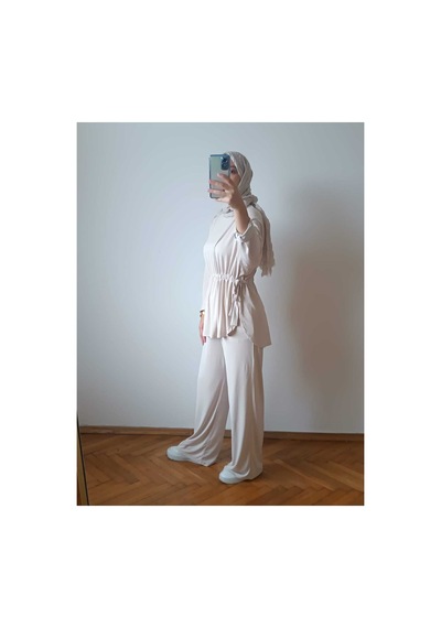 Hiera Büzgü Detaylı Bej Takım Bej - 751770098 Bej - 751770098 Bej