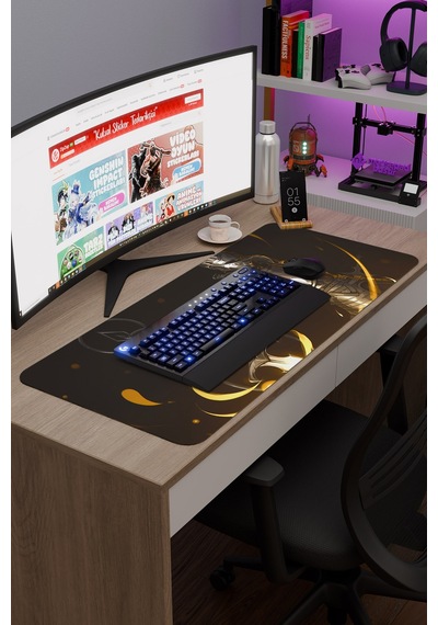 Demon's Souls Kaymaz Dikişli Kauçuk Oyuncu Mousepad V3 - 90x40 Xxl Gaming Mouse Pad Fare Altlığı